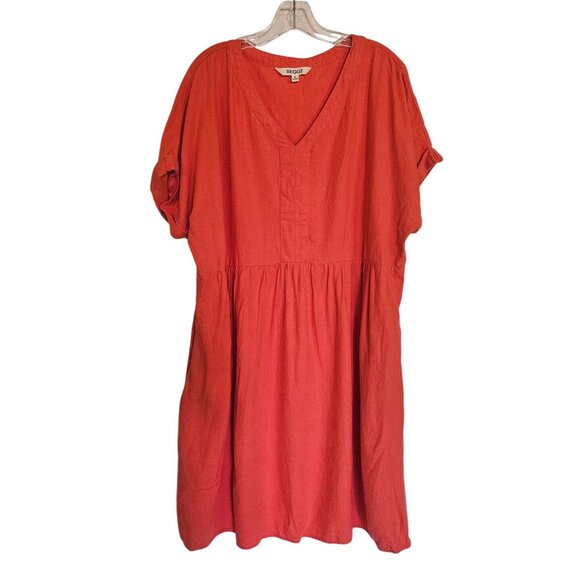 Briggs New York Dresses & Skirts - Briggs Sunset Orange Linen Blend Shift Dress XL Knee-Length Short Sleeve V-Neck‎